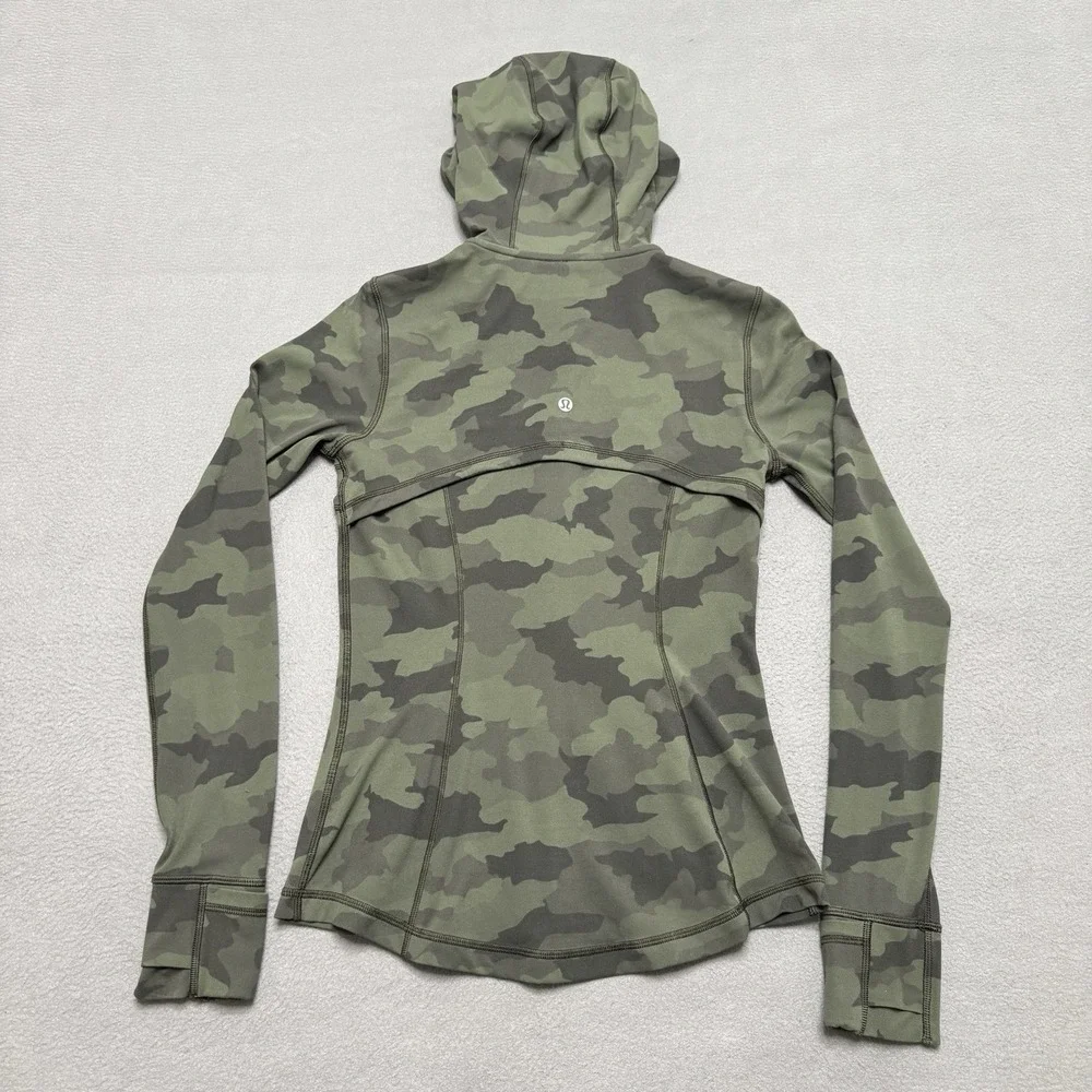 Lululemon Define Jacket Womens 6 Green Camo Full Zip Athletic‎ Yoga Running